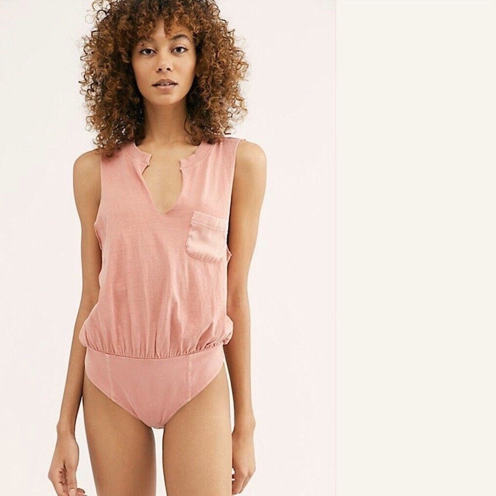 NWT Free People Intimately In Your Pocket Cotton Bodysuit - Pink - Size Small
